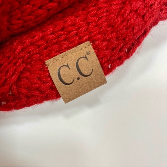 C.C. Red Cable Knit Infinity Scarf - Picture 5 of 7